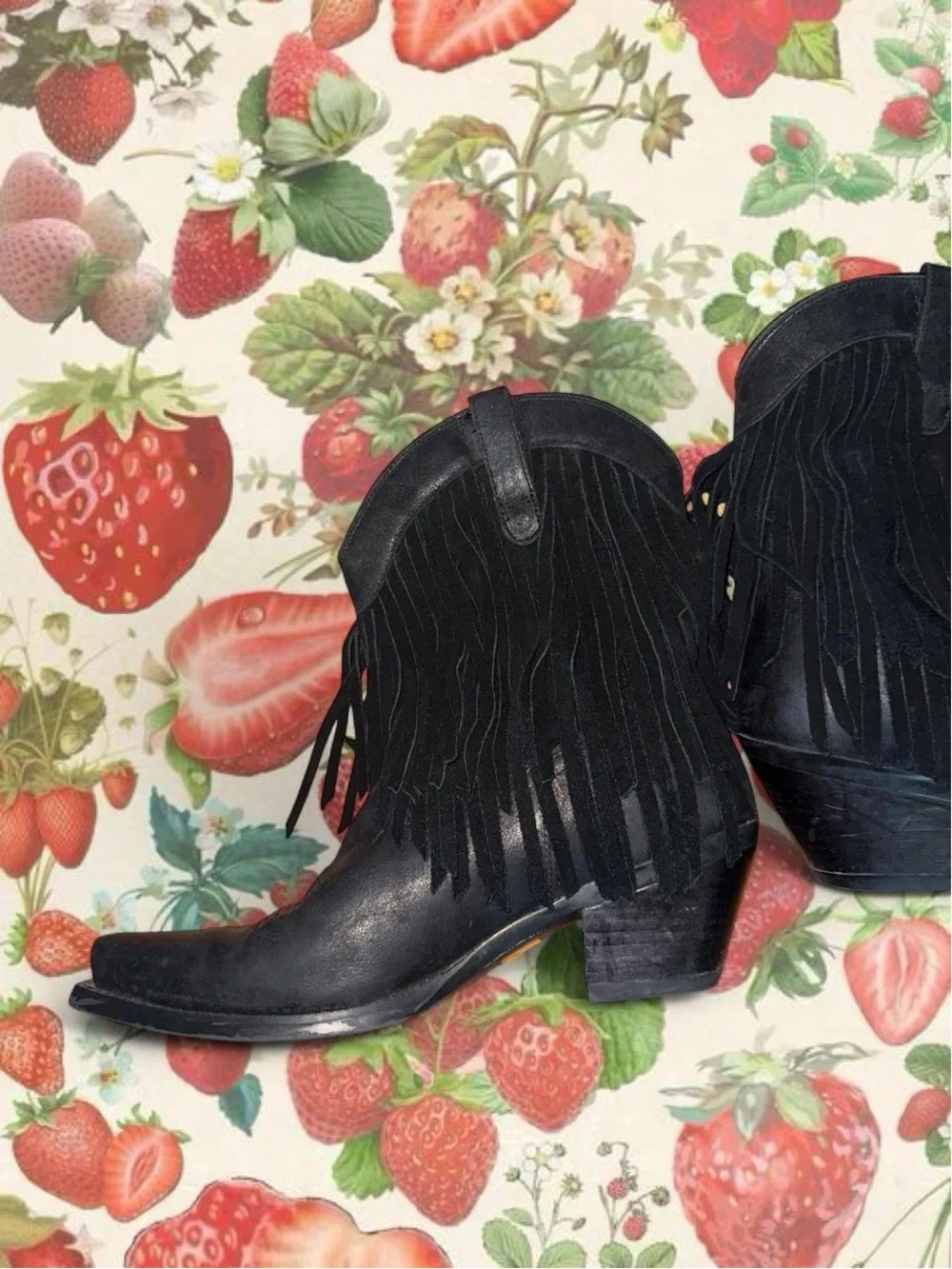 Ariat Gold Rush Black Fringe Western Ankle Boots